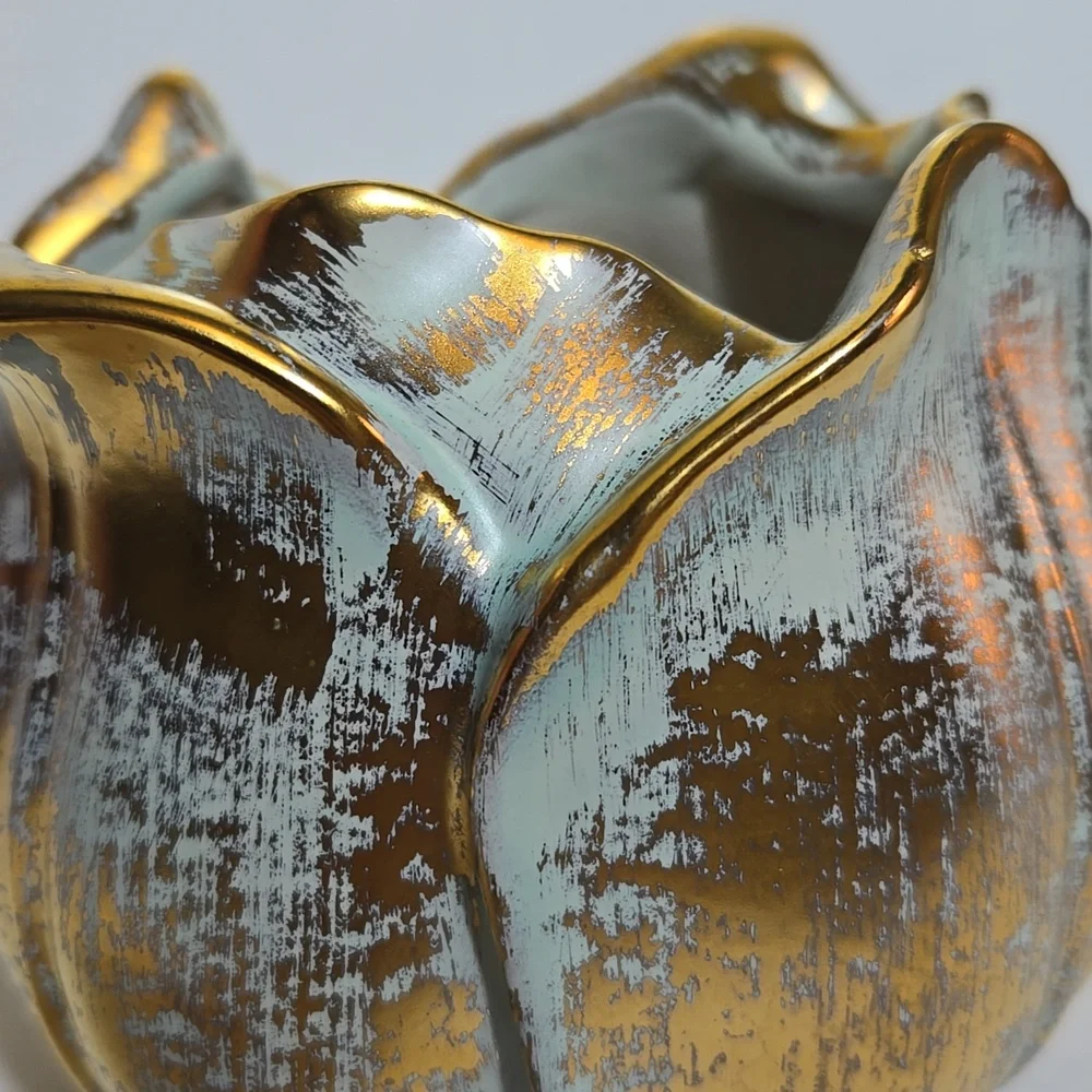 Stangl Vintage 1960s Hand Painted Antique Gold Tulip Vase 5144 MCM Regency‎